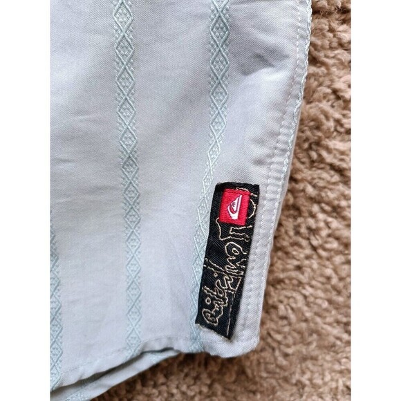 Quicksilver Button Up Shirt Men's Size Small Petite Striped Blue Short Sleeve - Picture 3 of 6